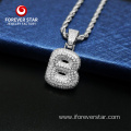 HipHop Bubble Round Initial Letter Pendant Necklace